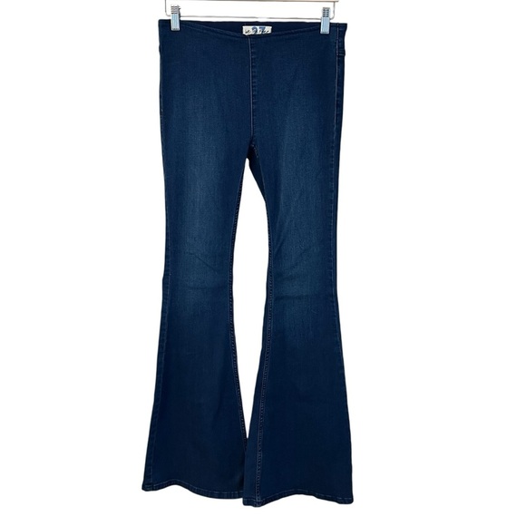 Free People Penny Pull On Stretch Flare Jeans Dark Blue 27 Boho Festival Western - Picture 1 of 5